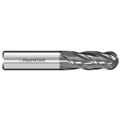GR4BD1 1/2XL Ø 2" x 6" x 1/2 4 Flute Ball End Carbide End Mill PVD Diamond